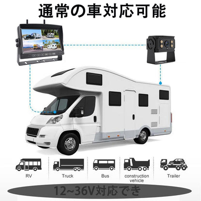 バックカメラ バックカメラモニターセット バックモニター トラック用品 バックカメラ ワイヤレス HD1080P DVR録画 12V-24V対応 DIYガイドライン 暗視機能 正像 鏡像切替 IP68防水 J-4-44