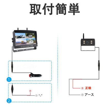 バックカメラ バックカメラモニターセット バックモニター トラック用品 バックカメラ ワイヤレス HD1080P DVR録画 12V-24V対応 DIYガイドライン 暗視機能 正像 鏡像切替 IP68防水 J-4-44