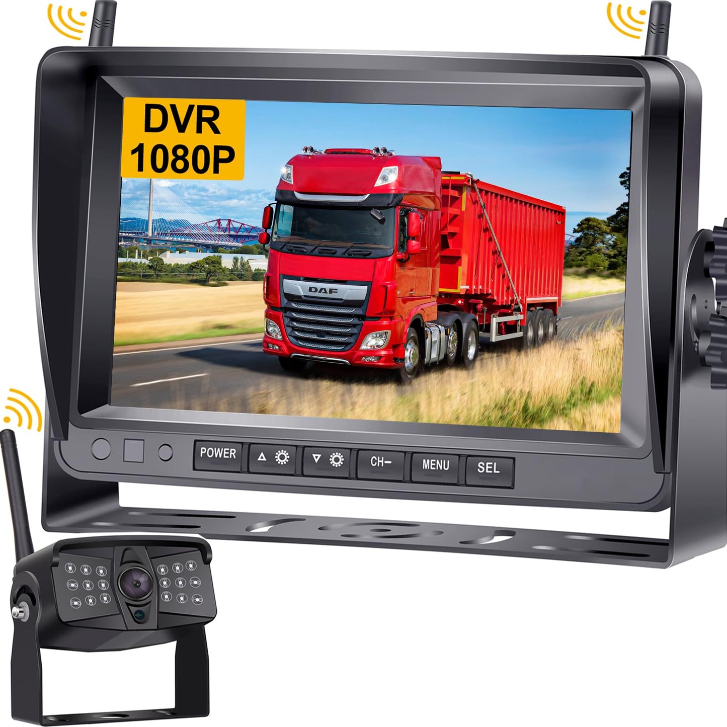 バックカメラ バックカメラモニターセット バックモニター トラック用品 バックカメラ ワイヤレス HD1080P DVR録画 12V-24V対応 DIYガイドライン 暗視機能 正像 鏡像切替 IP68防水 J-4-44