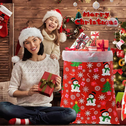 クリスマス ラッピング袋 特大 91x112CM グリーティングバッグ かわいい プレゼント ギフト袋 おしゃれ ロープ シール 付き