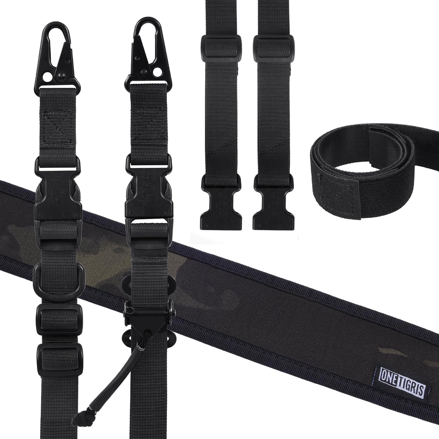 2点式スリング サバゲー スリング・ストラップ 1インチ幅キャリング・ストラップ 交換可能なHKスタイル・スナップ・フック付き 56インチから70インチまで長さ調節可能