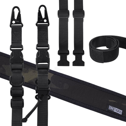 2点式スリング サバゲー スリング・ストラップ 1インチ幅キャリング・ストラップ 交換可能なHKスタイル・スナップ・フック付き 56インチから70インチまで長さ調節可能