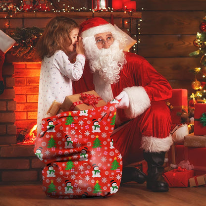 クリスマス ラッピング袋 特大 91x112CM グリーティングバッグ かわいい プレゼント ギフト袋 おしゃれ ロープ シール 付き