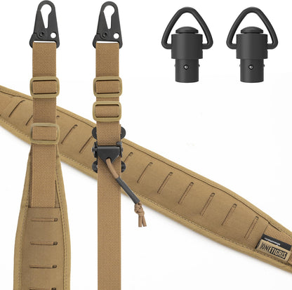 2点式スリング サバゲー スリング・ストラップ 1インチ幅キャリング・ストラップ 交換可能なHKスタイル・スナップ・フック付き 56インチから70インチまで長さ調節可能