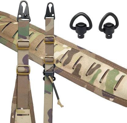 2点式スリング サバゲー スリング・ストラップ 1インチ幅キャリング・ストラップ 交換可能なHKスタイル・スナップ・フック付き 56インチから70インチまで長さ調節可能