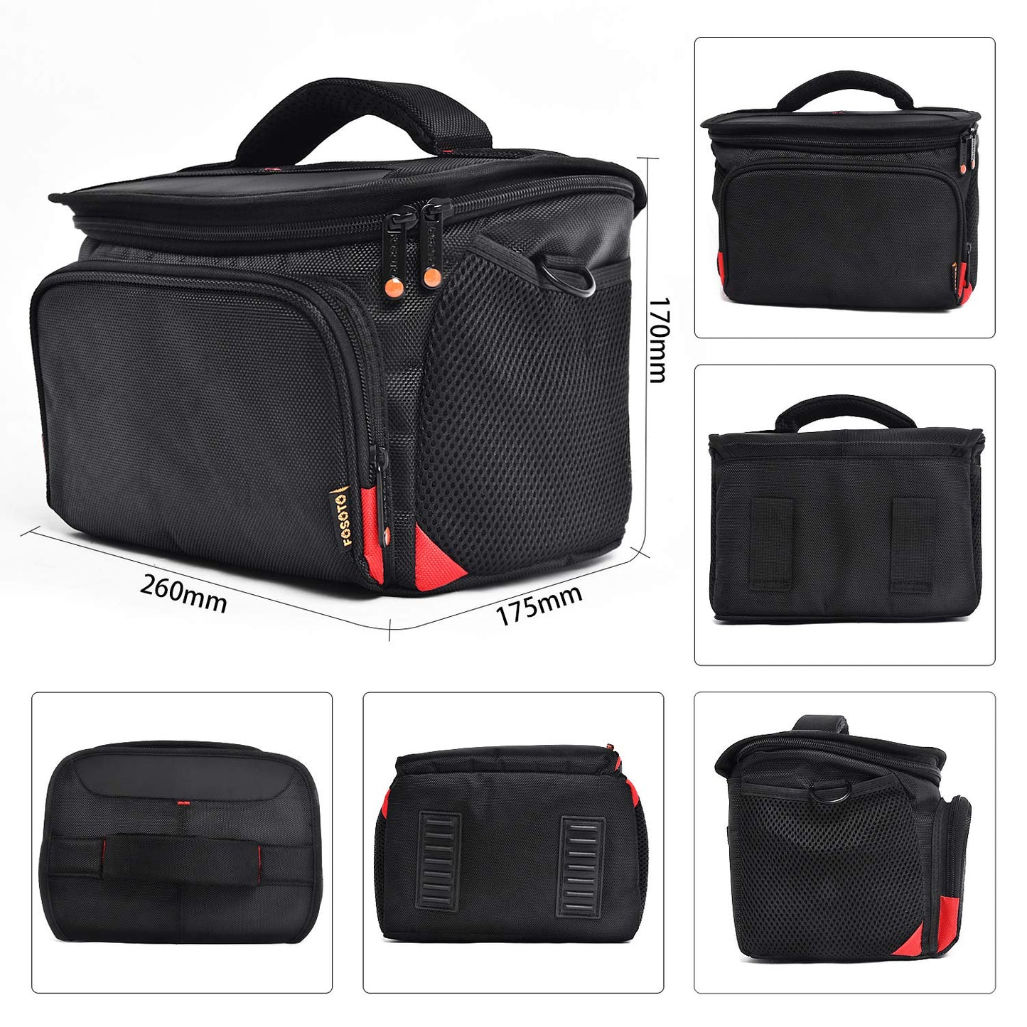 カメラバッグ ショルダー カメラケース ナイロン製 (Red, X-Large)