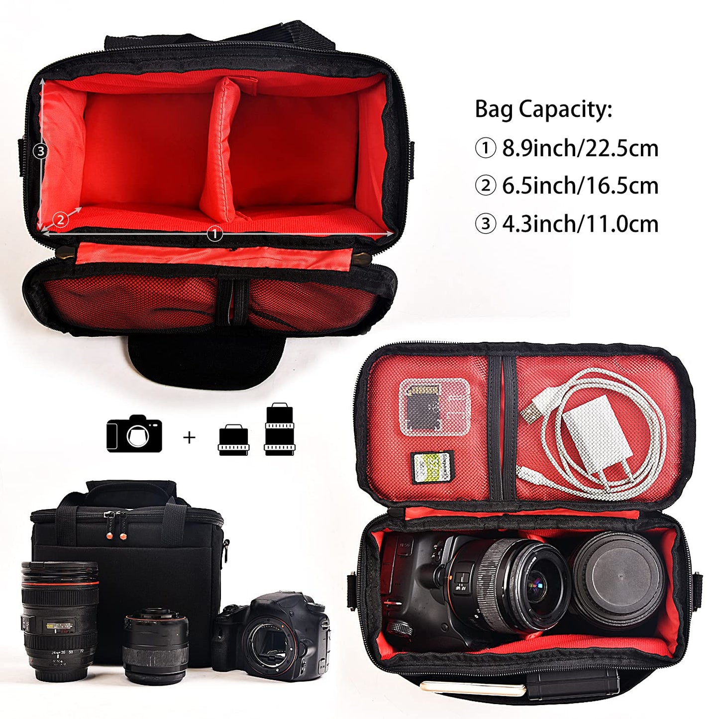 カメラバッグ との互換性あり D3500 d5600 d7500 Canon EOS 4000D SL3 T7 などに カメラ収納バッグ
