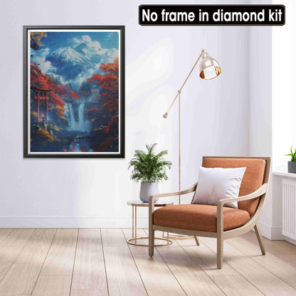 ダイヤモンドアート キット大人用 富士山 ダイヤモンドアート風景 ラウンドフルドリルクリスタルラインストーンクラフトホームウォール装飾のための宝石芸術 30x40 cm