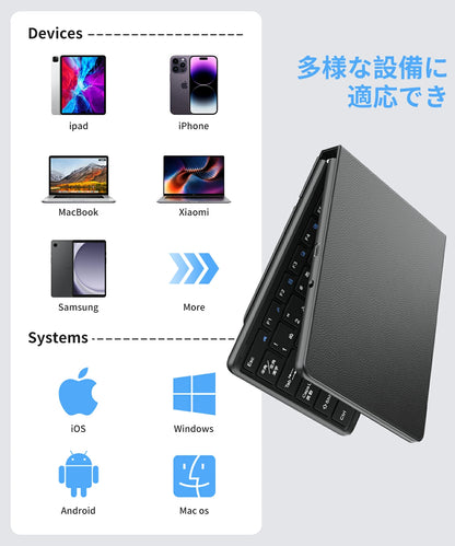有線＆無線両用 ipad キーボード Bluetooth 折りたたみ JIS標準日本語配列 左右Shiftキー/L型Enterキー搭載 ワイヤレス スマホ用 コンパクト 軽量 薄型